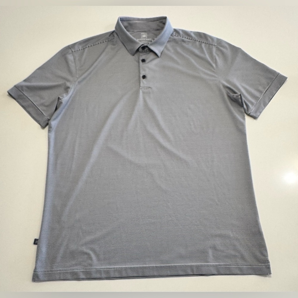 Mizzen Main Versa Polo Shirt Mens Large Trim Blue/White Stripe Performance Golf